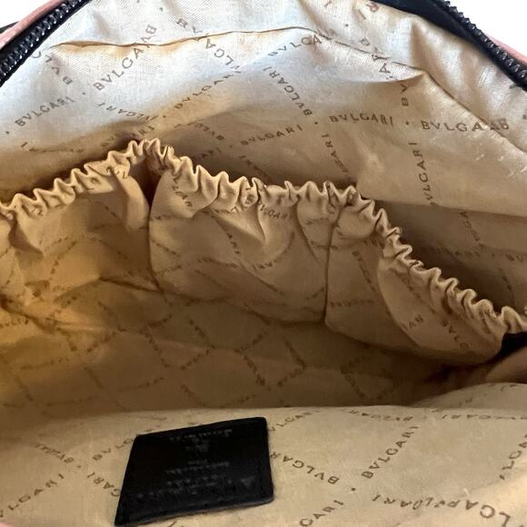 Bvlgari Bulgari Emirates First Class Travel Dopp Bag Pebbled Black & Tan New - Picture 7 of 7